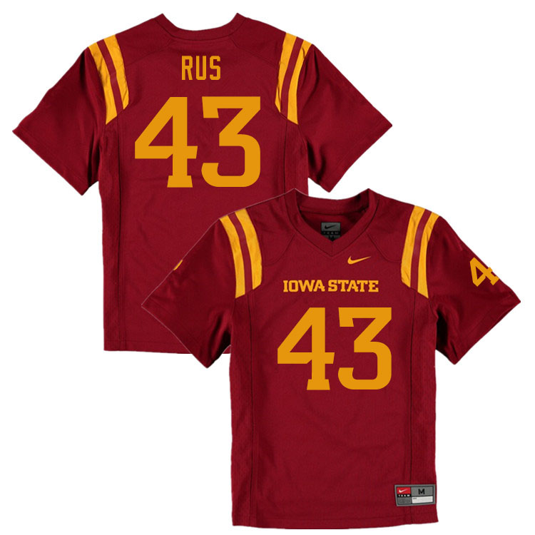 Iowa State Cyclones Men's #43 Jared Rus Nike NCAA Authentic Cardinal College Stitched Football Jersey IP42F26VH